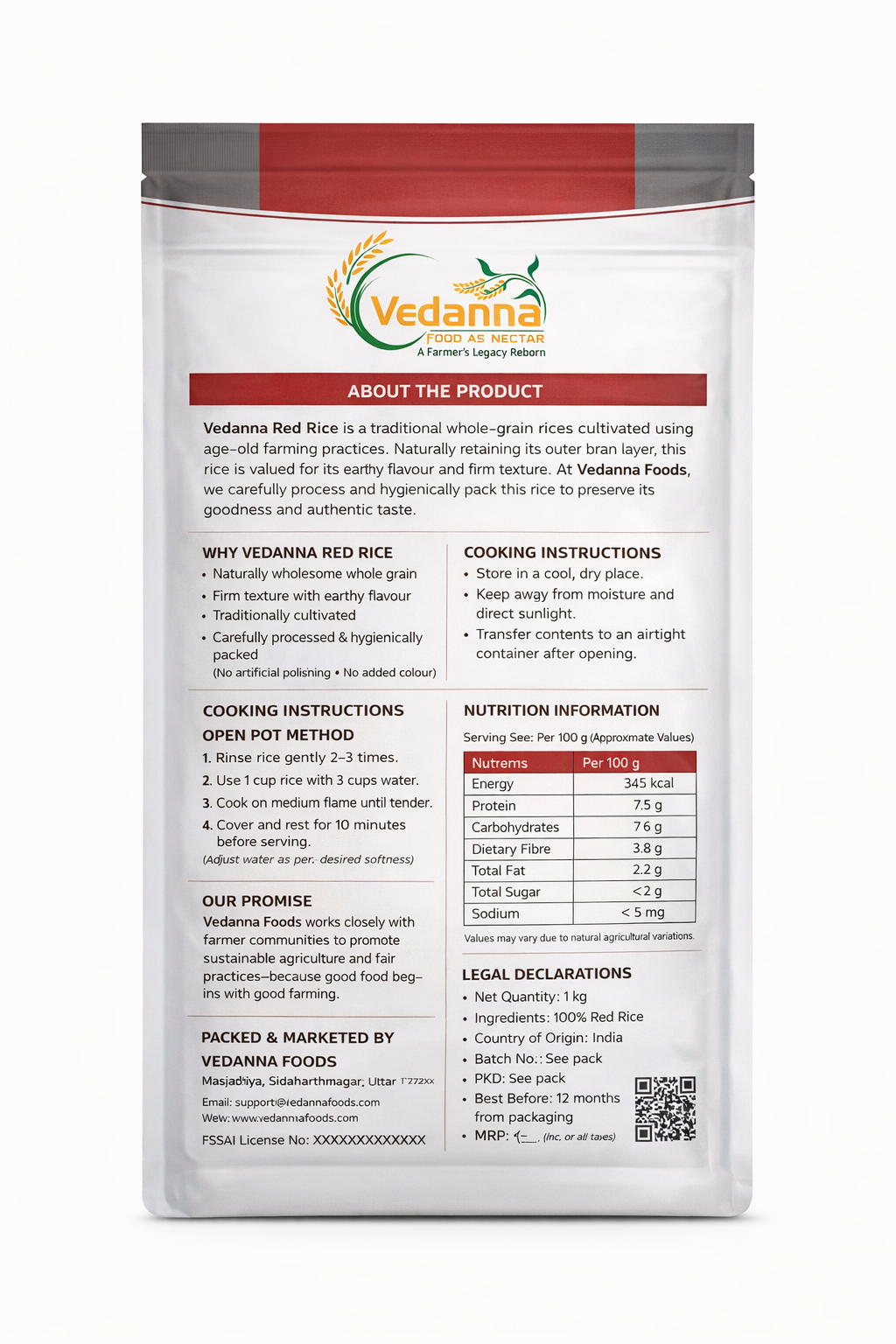 Vedanna Red Rice – Whole Grain Traditional Rice - Image 2