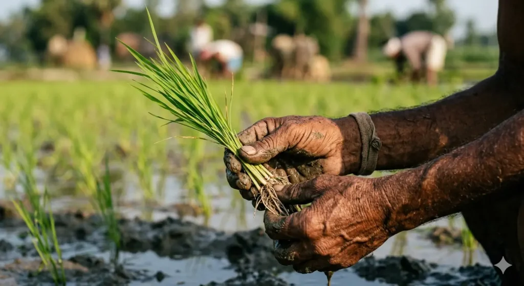 Traditional Kalanamak rice planting process