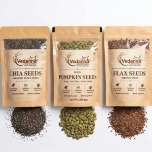 Chia Flax Pumpkin Seeds Combo 300g – Vedanna Superfood Power Seeds Pack
